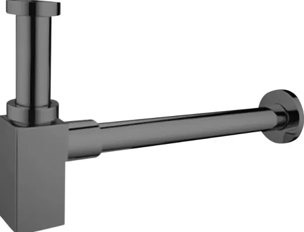 Designer Concepts Devario Premio Bottle Trap Square Brass -Gun Grey 32 mm Plumbing Pipe
