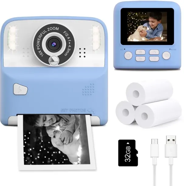 Tidecus HD Instant Print Camera for Kids, Christmas Birthday Gifts for Age 3-12, 2.4 Inch Screen Ch…