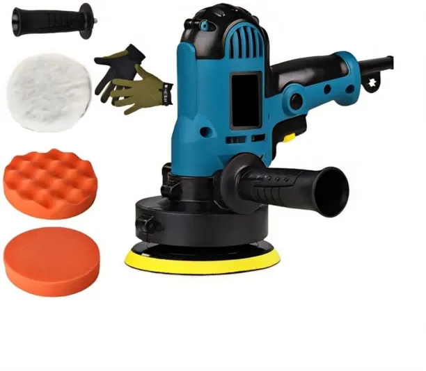 MS 125mm 700W Auto Car Polishing Buffer Machine Kit with Pads & Gloves- Blue Rotary Polisher