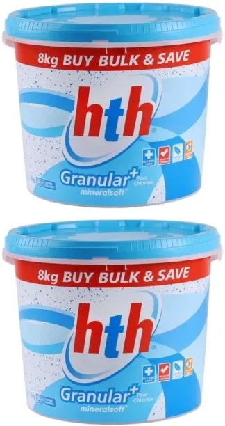 HTH 2x Chlorine Granular Mineralsoft (8kg) Shock Treatments Pool Cleaner