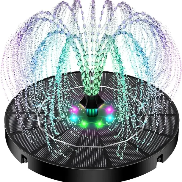 Happyfun Solar Power Bird Bath Fountain Pump Water Fountain Pool Pond Solar Powered Colorful Founta…