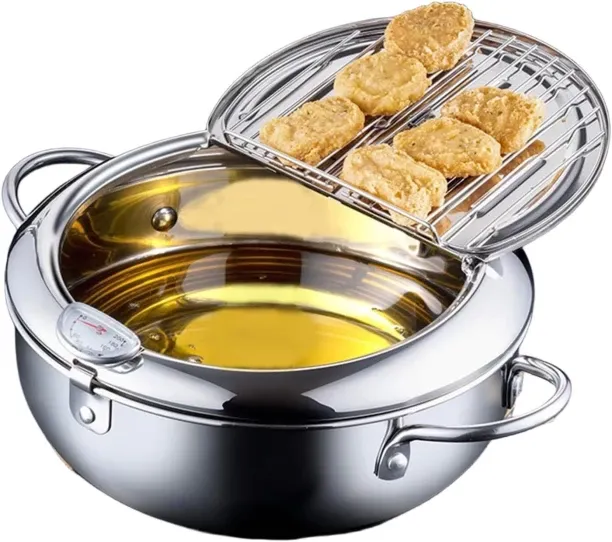 BOWENSTORE Mini Deep Fryer Pot, Stainless Steel Fry Pot with Thermometer, Fryers with Oil Deep Fat …