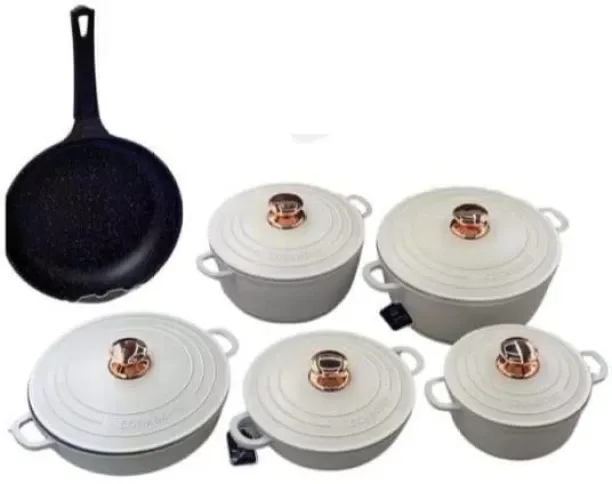 Kitchen 11 piece Cast Iron Pots Non-Stick Coated Cast Iron Cookware Set