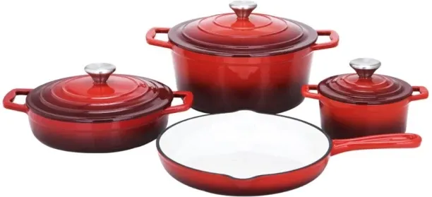 Flavor Fusion Casserole 7 pcs Set Cast Iron Dutch Oven Cookware Pot Pot with Lid 2.5 L capacity
