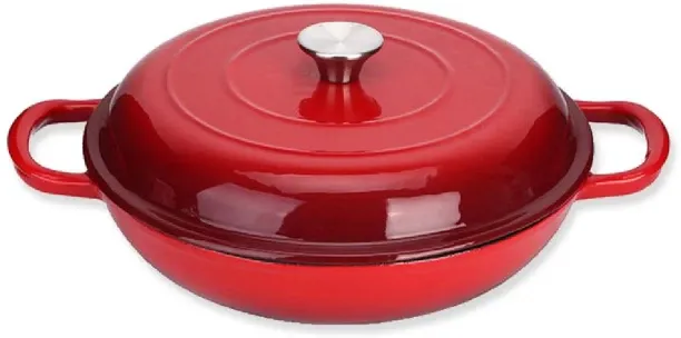 ELCTRO WORLD Enamel Cast Iron Casserole Pot with Lid 30CM - G1462 - Red Pot with Lid 2 L capacity