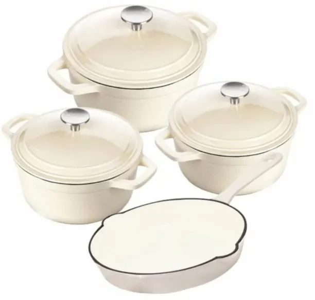 ONLINE OASIS Cast Iron Dutch Oven Cookware Pot Set 7 piece Pan Set with Lid 2.5 L capacity