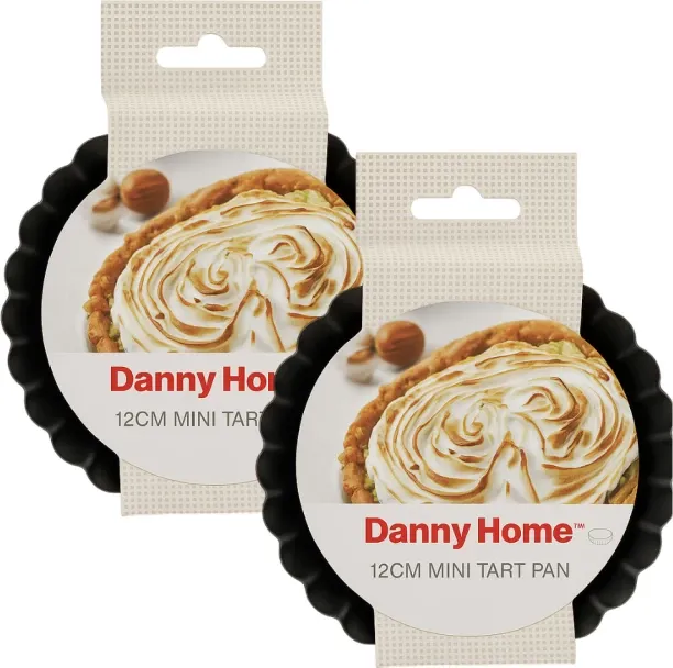 Danny Home Non-Stick Mini Tart Pans 12cm Black 2 Piece Pan Set 0.12 L capacity