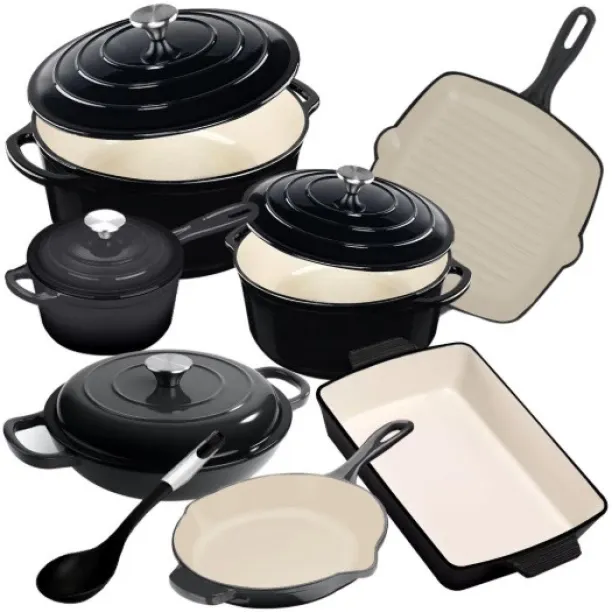 freshfinds 1 x Heavy Duty Premium Durability Cast Iron Cookware Set - 12 Piece Combo Set Pot with L…