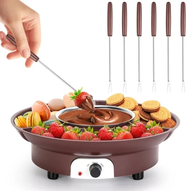LIUHUI MINI Melting Fondue Set, 10oz Electric Chocolate Melting Pot with 6PCS Forks, Cute Chocolate…