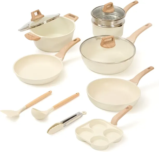 chenshia Premium Non-Toxic Non-Stick Cookware Set – Frying Pans, Saucepan, Sauté & Griddle Pans for…