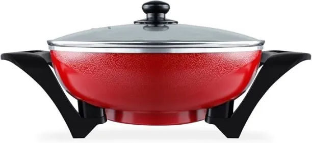 Mellerware Wok Adjustable Temperature Diecast Red 33X9cm 1500W "Bangkok Wok" Pan with Lid 0 L capac…