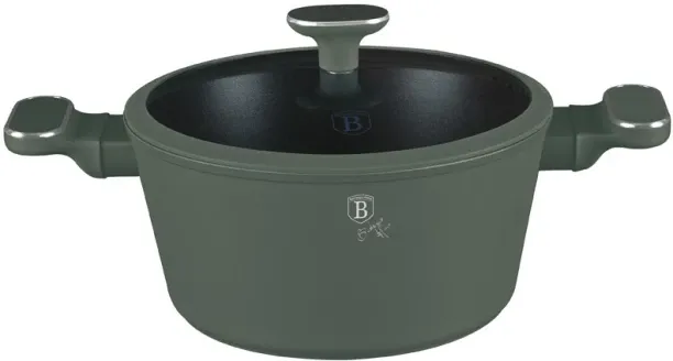 Berlinger Haus Titan Pro Coating Casserole - Matte Green Pot with Lid 4 L capacity