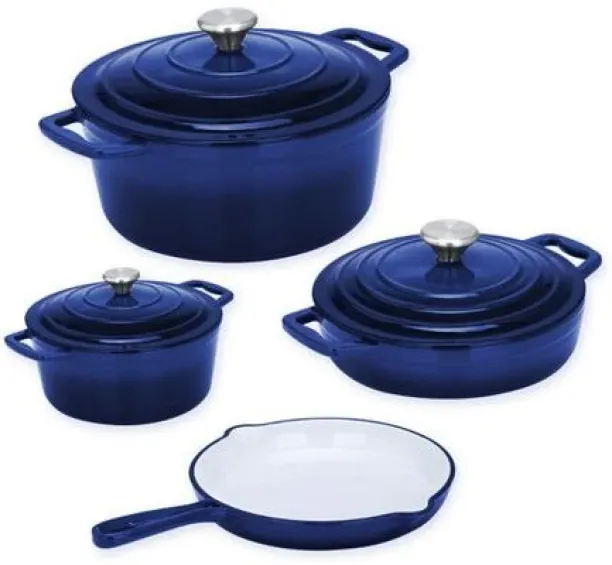 ONLINE OASIS 7 Piece Authentic Cast Iron Dutch Oven Cookware Pot Set Pan Set with Lid 2.5 L capacity