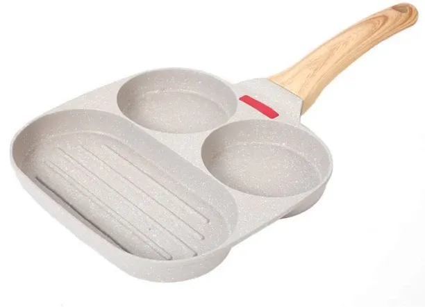 Ashcomonline Nonstick Egg Fry Pan 3 Section Frying Square Grill Pan Breakfast Pans Pan 1 L capacity