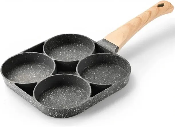 jozi trade 4 Hole Egg Omelet Pancake Cooking Non Stick Square Frypan Pot Kitchen Pan with Lid 1 L c…