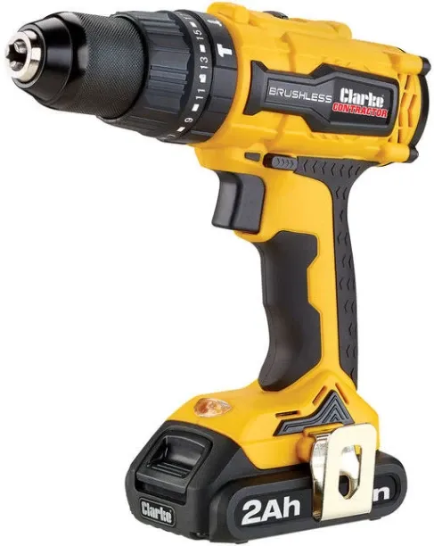 Clarke CON18LIC 18V Brushless Combi Drill/Driver & Hammer Drill with 2 x 2Ah Batteries Cordless Dri…
