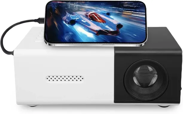 Happyfun Mini Projector, 1080P HD Home Theater Video Projector, 100ANSI 6000LM, Auto Keystone Corre…