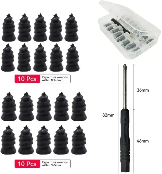 MiMi World 10-21PCS Vacuum Tire Repair Kit Rubber Nails & Screws Universal Tubeless Tyre Patch Tool…