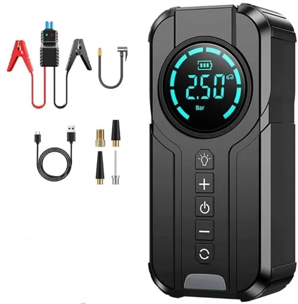 Prime Mart 2 in 1 Portable 12V Car Jump Starter And 180psi Tyre Air Pump With Digital Display Tubed…