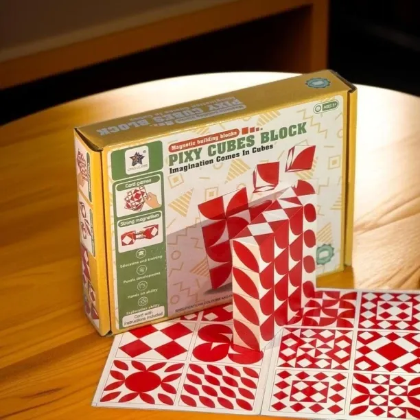 Generic 16 Piece 3D Geometric Pattern Matching Blocks with Challenge Cards 3D Puzzles