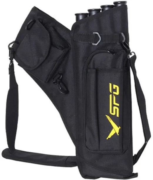 ALANES 4-Tubes Hip Quiver Waist Hanged Arrow Archery Carry Bag with Pockets 4-Tubes Hip Quiver Wais…