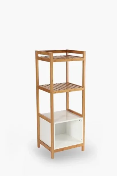 Aura Bamboo Bathroom Tier Shelf [not assembled ] Modern Rustic Storage & Display Unit Bamboo Rack S…