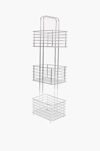 Aura Chrome Utility Tower – 3 Tier Bathroom Storage Rack Steel Rack Shelf