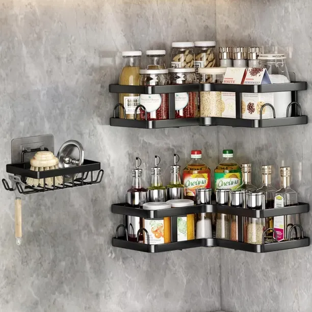 Just Simplified XL Corner Bathroom Caddy Organizer Aluminium Rack Shelf