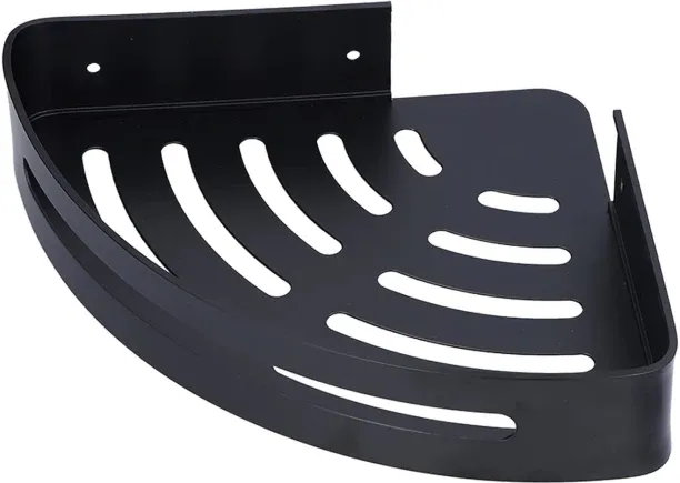 HomewareOnline Single - Corner Shower / Bathroom / Kitchen Caddy - Black Stainless Steel Rack Shelf