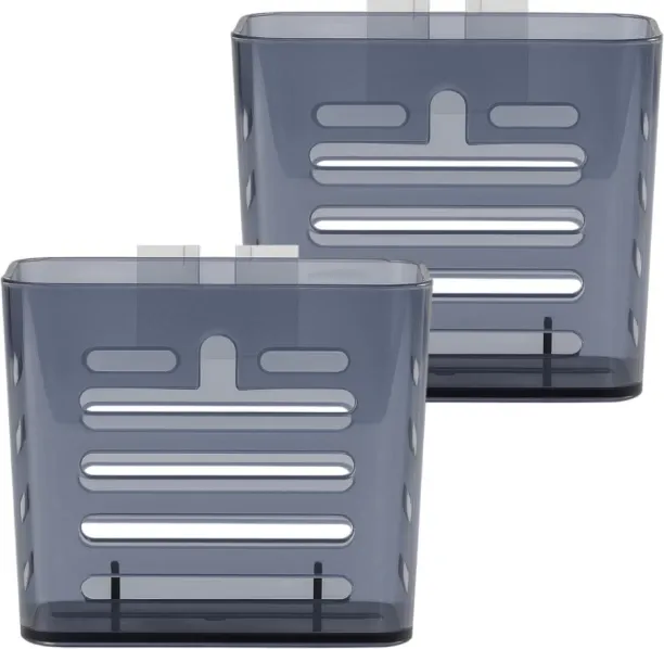 Bathlux Bathroom Organizer Navy Storage Rack Wall-Mounted 2 Pack - 10x10x7.8cm Plastic Rack Shelf