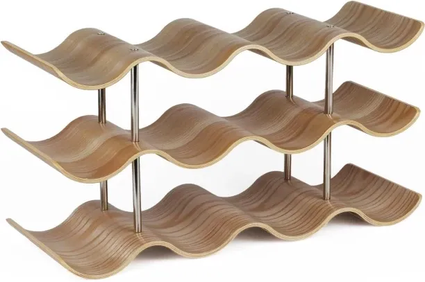 Generic Lily's Home Wood Wave 12 Bottles Wine Rack Wooden Rack Shelf