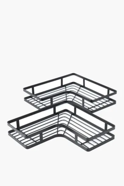 Aura 3 Tier Corner Shower Caddy – Black Metal Bathroom Storage Rack Steel Rack Shelf