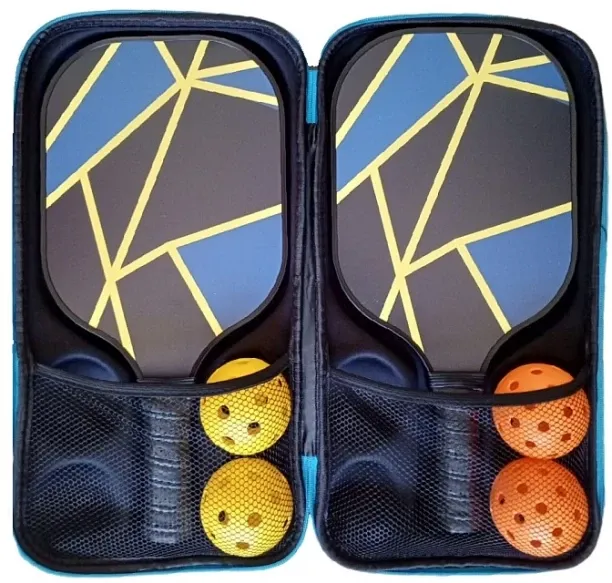 Umlozi Pickleball Set Of 2 x Fiberglass Paddles, 4 Pickleball Balls & Professional Carry Bag - Retr…