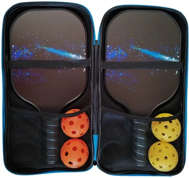 Umlozi Pickleball Set Of 2 x Fiberglass Paddles, 4 Pickleball Balls & Professional Carry Bag - Laze…