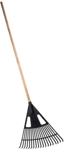 Orm Leaf Rake-Plastic X Wooden Handle-Long Flat Teeth - 4 Pack Leaf Rake