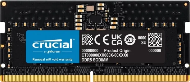 Crucial SODIMM DDR5 8 GB (Dual Channel) Laptop Ram (4800MHz)