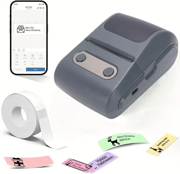 WEIWEISTORE Thermal Label Printer, 203DPI Label Maker Machine Supports 12mm-57mm, Bluetooth Portabl…