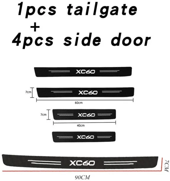 Max (5Pcs for xC60) Carbon Fiber Anti-Scratch Stickers Auto Interior Accessories doorsill Protectiv…