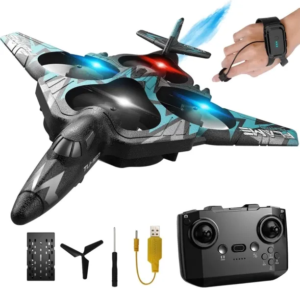 EE RC Quadcopter Fighter Plane with Light, Spray and 360° Flip, Headless Mode, Altitude Hold, for B…