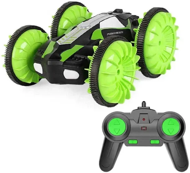 Miss Bliss Imports Remote Control 4WD Monster Stunt Car High Speed 360 Flip Amphibious - Green