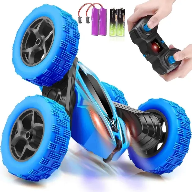 marevic RC Cars Toys for Kids Ages 6-12, 4WD Stunt Car with LED Lights & 360° Flips, 2.4GHz