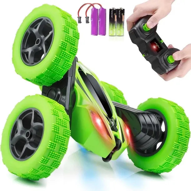 marevic RC Cars Toys for Kids Ages 6-12, 4WD Stunt Car with LED Lights & 360° Flips, 2.4GHz
