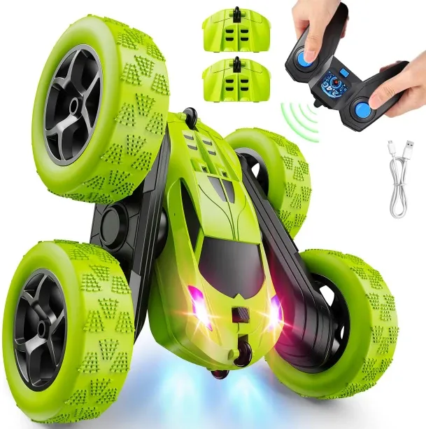 Moucles Remote Control Car, RC Cars Toys for Kids Ages 3-12, 4WD Stunt Car with LED Lights & 360° F…