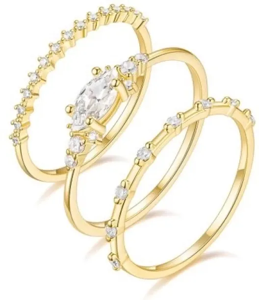 Exclusive Products Copper Cubic Zirconia Copper Plated Ring Set