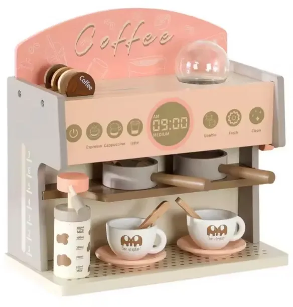 Treasure Toys Kids Wooden Simulation Coffee Machine - Pink Role Play Toy