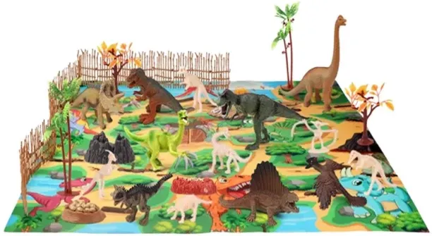 Teeto Toys Dinosaur Base Activity Play Mat with Toy Models - STEM Toys for Boys Role Play Toy