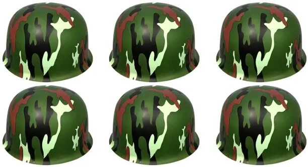 Umlozi Army Plastic Dress Up Hats For Kids 6 Pack Role Play Toy