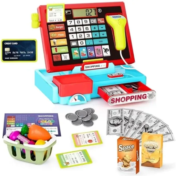 Teeto Toys Cash Craze - Cash Register & Shopping Battery Playset Toy - Toys for Girls Role Play Toy