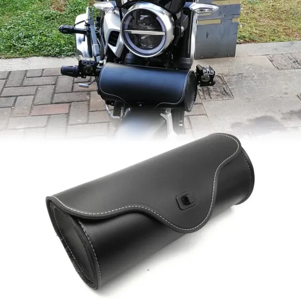 MAX 0Motorcycle Saddlebags PU Leather Front Fork Tool Bag Luggage For Yamaha V-Star XVS 250 650 950…