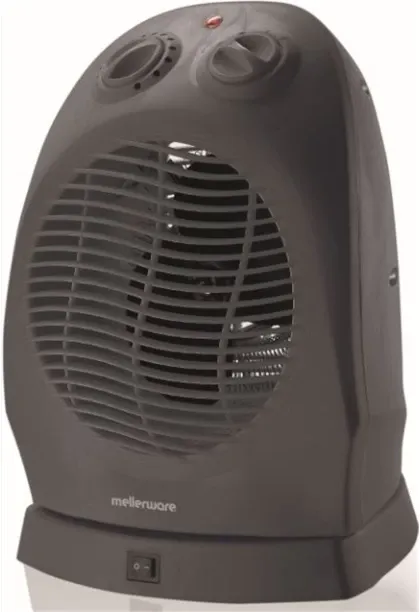 Mellerware Oscilating Floor Fan Plastic Graphite 2Heat Settings Electric Place Heater